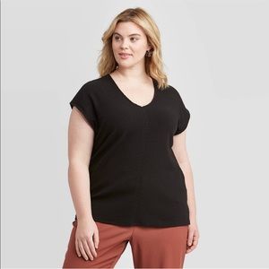 Women’s plus size v neck ribbed top